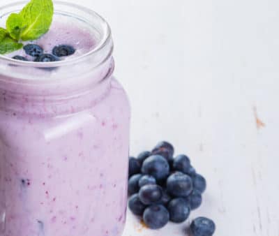 blueberry smoothie made with coconut milk