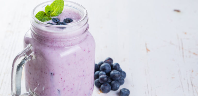 blueberry smoothie made with coconut milk